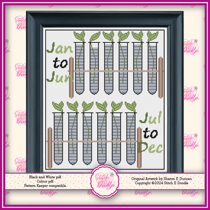 Test Tube Temperature Sampler 365 days of stitching - Digital Download