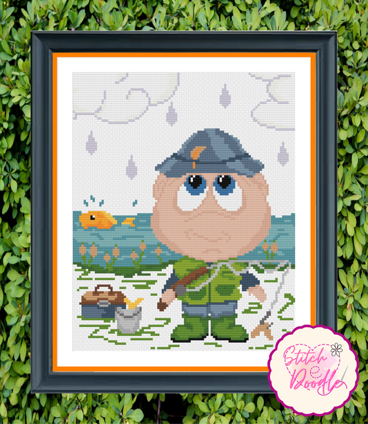 Cross Stitch Chart - Dinky Dudes - Gone Fishing - Digital Download