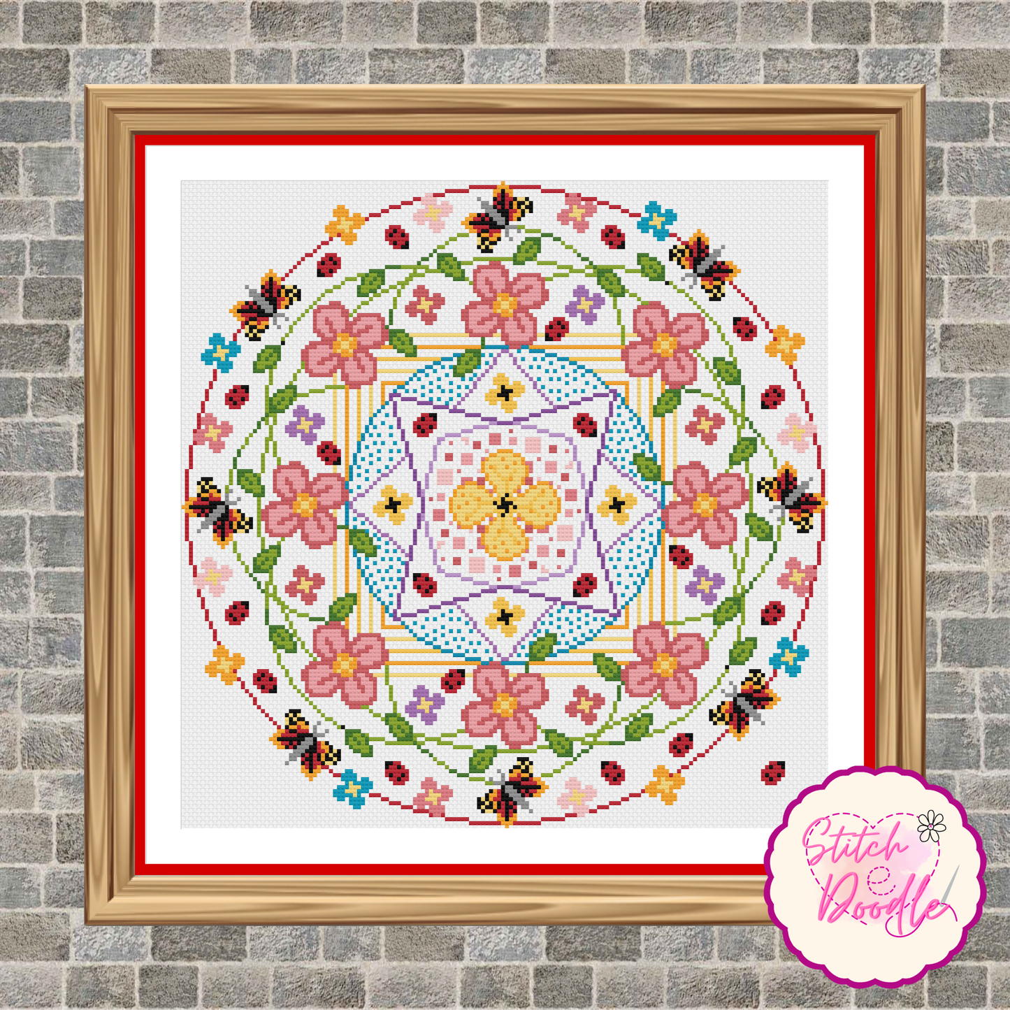 Set of 2 Floral Mandalas with Ladybugs and Butterflies - Digital Download