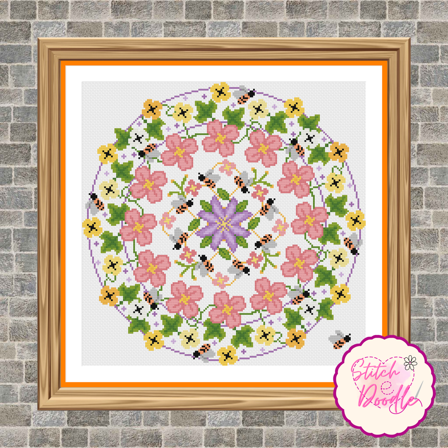 Set of 2 Floral Mandalas with Ladybugs and Butterflies - Digital Download