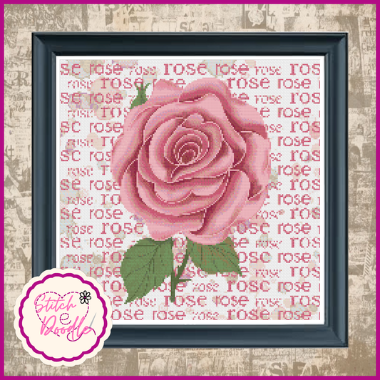 Cross Stitch Chart - Paintbox Petals Rose - Digital Download