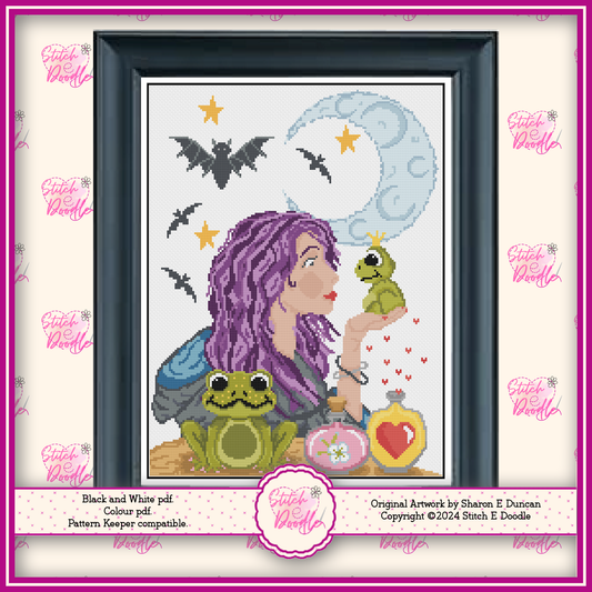 Cross Stitch Chart - Love Potion Witchy Pattern - Digital Download