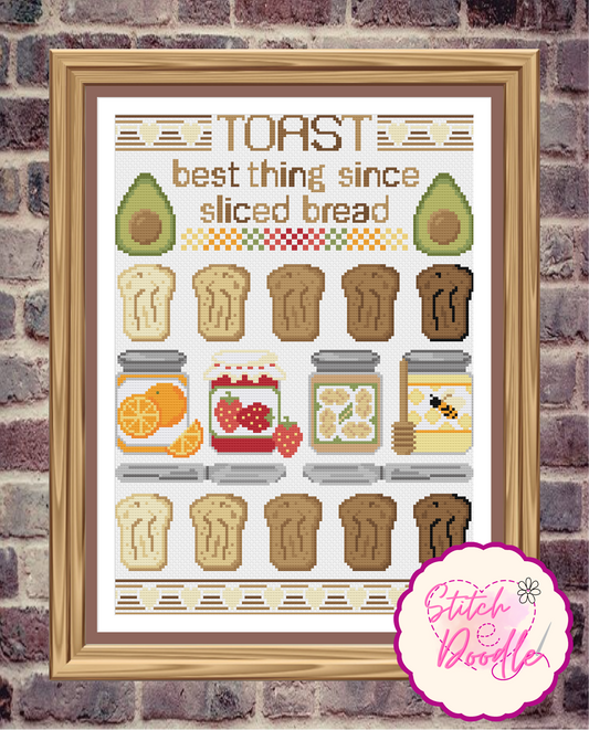 Cross Stitch Chart - Toast Sampler - Digital Download