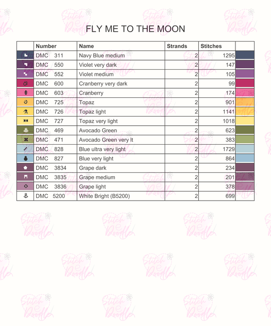 FREE Cross Stitch Chart - Fly me to the Moon - Digital Download
