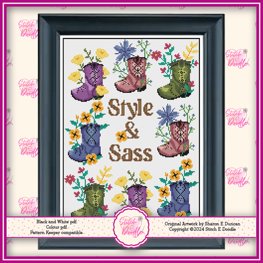 Western Boot Sampler Cross Stitch Chart. PDF and Pattern Keeper. DMC floss. Includes printable tracker.  Instant Download.