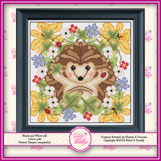 Cute Hedgehog Hedgehugs Rise and Shine Cross Stitch Chart.  PDF and Pattern Keeper. DMC floss. Includes printable tracker. Instant Download.