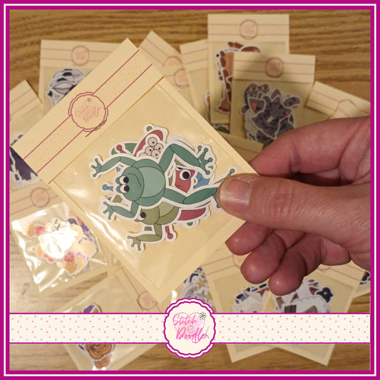 FROG HOPPING Glossy Vinyl Sticker Packs. 11 stickers per pack. Cute, Fun and Durable. Decorate journals, planners & more..