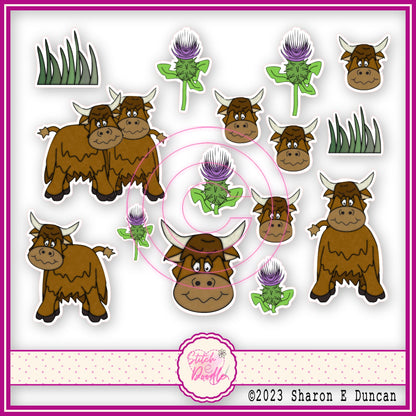 HIGHLAND COO Glossy Vinyl Sticker Packs. 14 stickers per pack. Cute, Fun and Durable. Decorate journals, planners & more..