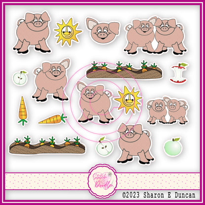 PIGGY OINK Glossy Vinyl Sticker Packs. 17 stickers per pack. Cute, Fun and Durable. Decorate journals, planners & more..