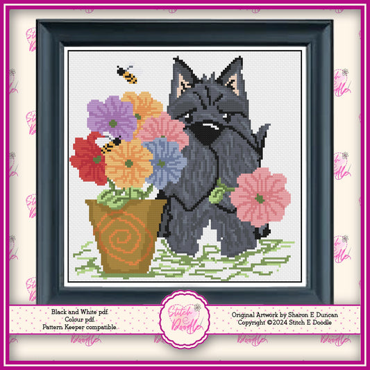 Set of 2 Cross Stitch Charts.  Scottie dog and Westie dog.  PDF and Pattern Keeper.  DMC floss.  Includes printable tracker.  Instant Download.