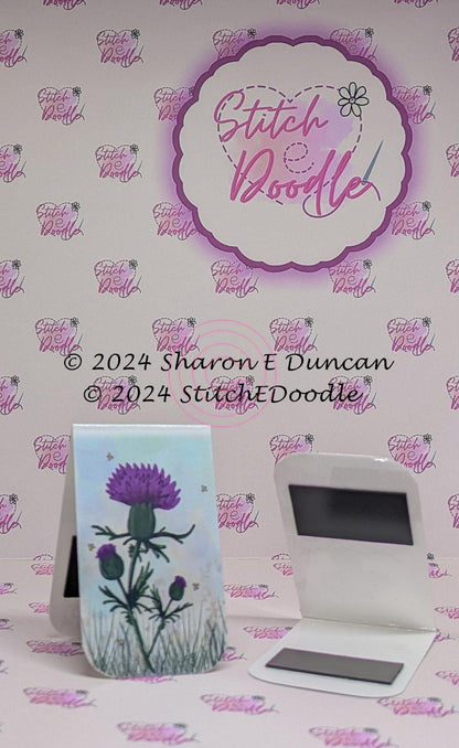 Beautiful Scottish Thistle Double sided Laminated Magnetic Bookmark.  Original digital painting by Sharon Duncan.