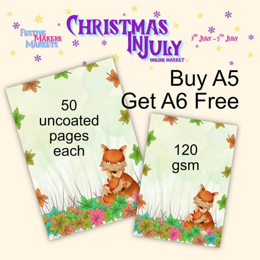 BOGOF Adorable Autumn Fox A5 Notepad - Get A6 Notepad FREE