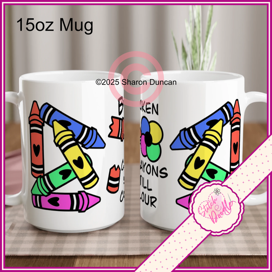 Broken Crayons Still Colour X-Large White 15oz Ceramic Mug