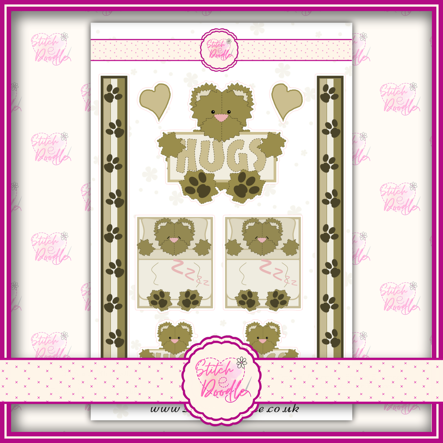 Sticker Sheet - Bear Hugs Brown Bear - 9 Stickers