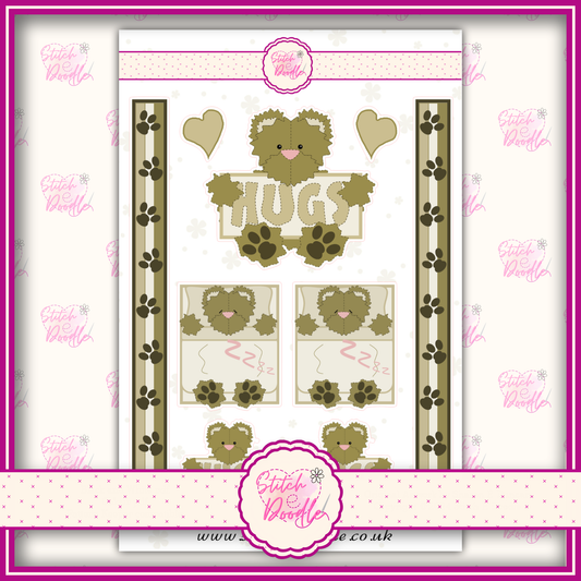 Sticker Sheet - Bear Hugs Brown Bear - 9 Stickers
