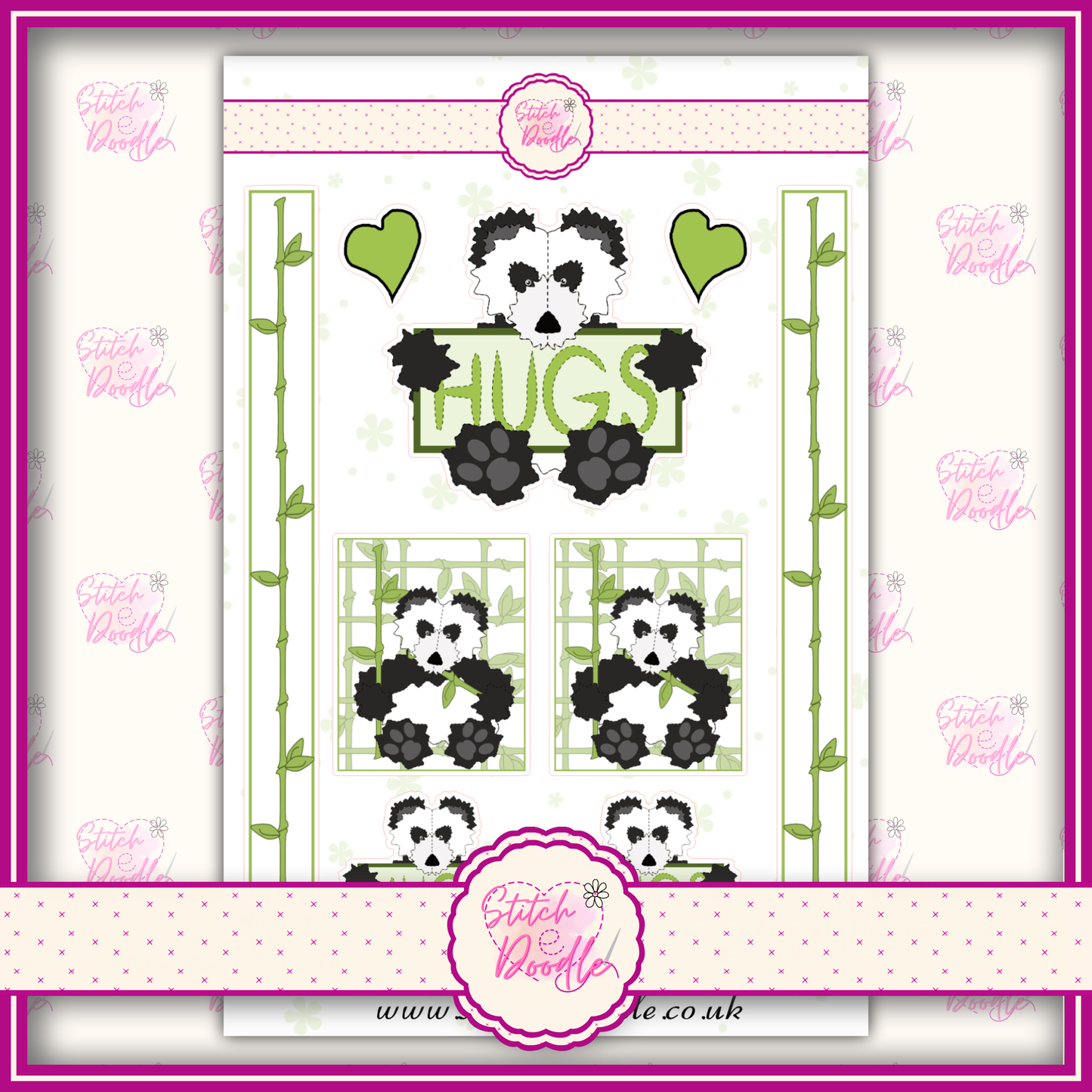 Sticker Sheet - Bear Hugs Panda - 9 Stickers
