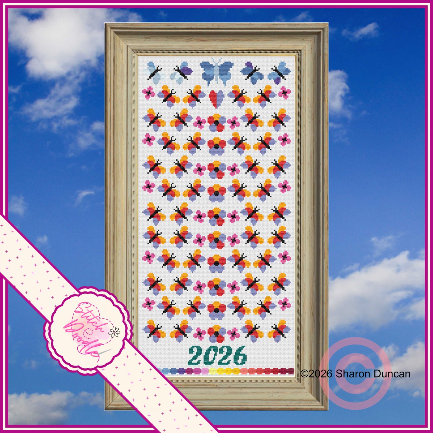 Butterflies Temperature Sampler 365 days of stitching - Digital Download