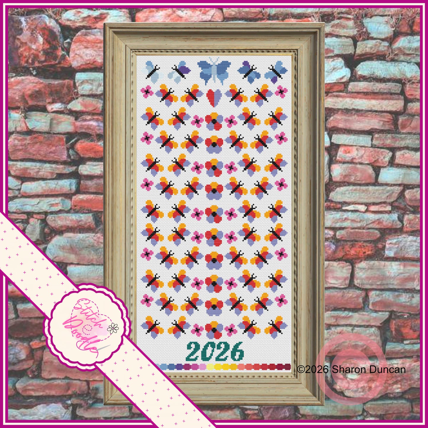 Butterflies Temperature Sampler 365 days of stitching - Digital Download