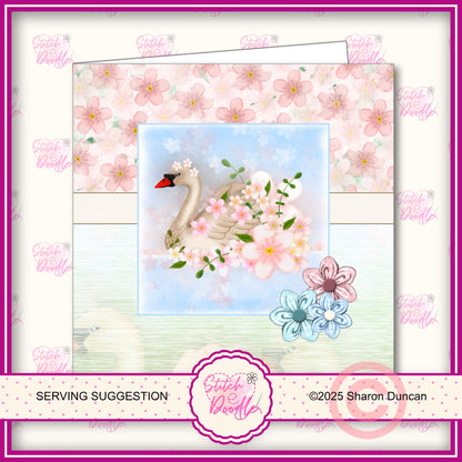 Swan Paper Craft Kit: 32 Piece Card Making Kit (Digital Download)