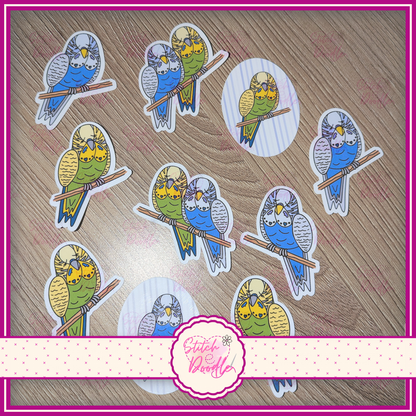 CHIRPY CHUMS Budgies Glossy Vinyl Sticker Packs. 10 stickers per pack. Decorate journals, planners & more..