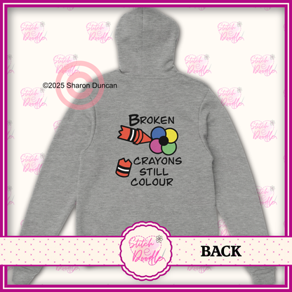 Broken Crayons Still Colour Classic Unisex Pullover Hoodie - Front and Back Design- 6 Colours