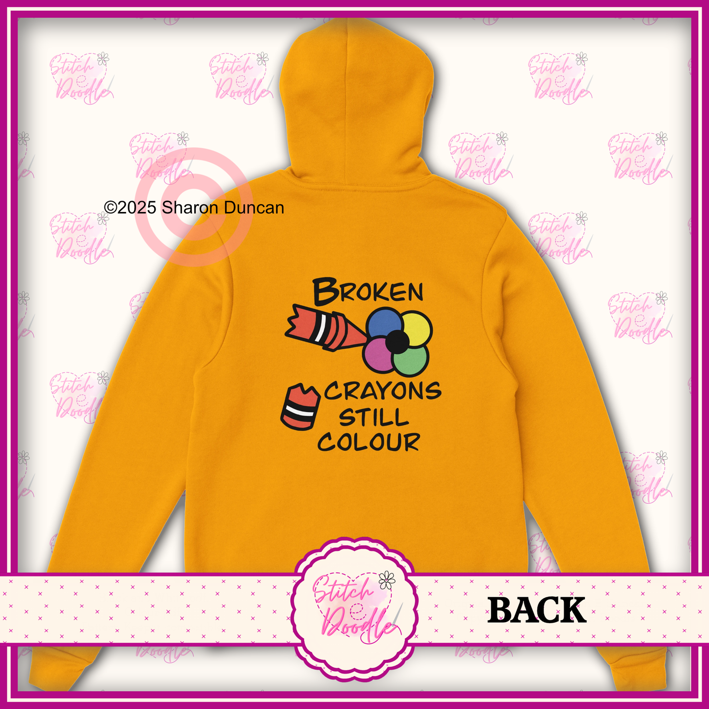 Broken Crayons Still Colour Classic Unisex Pullover Hoodie - Front and Back Design- 6 Colours