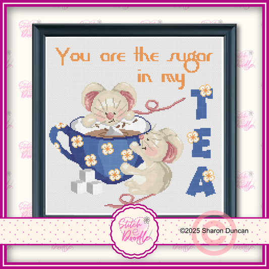Cross Stitch Chart - You are the sugar in my tea - Digital Download