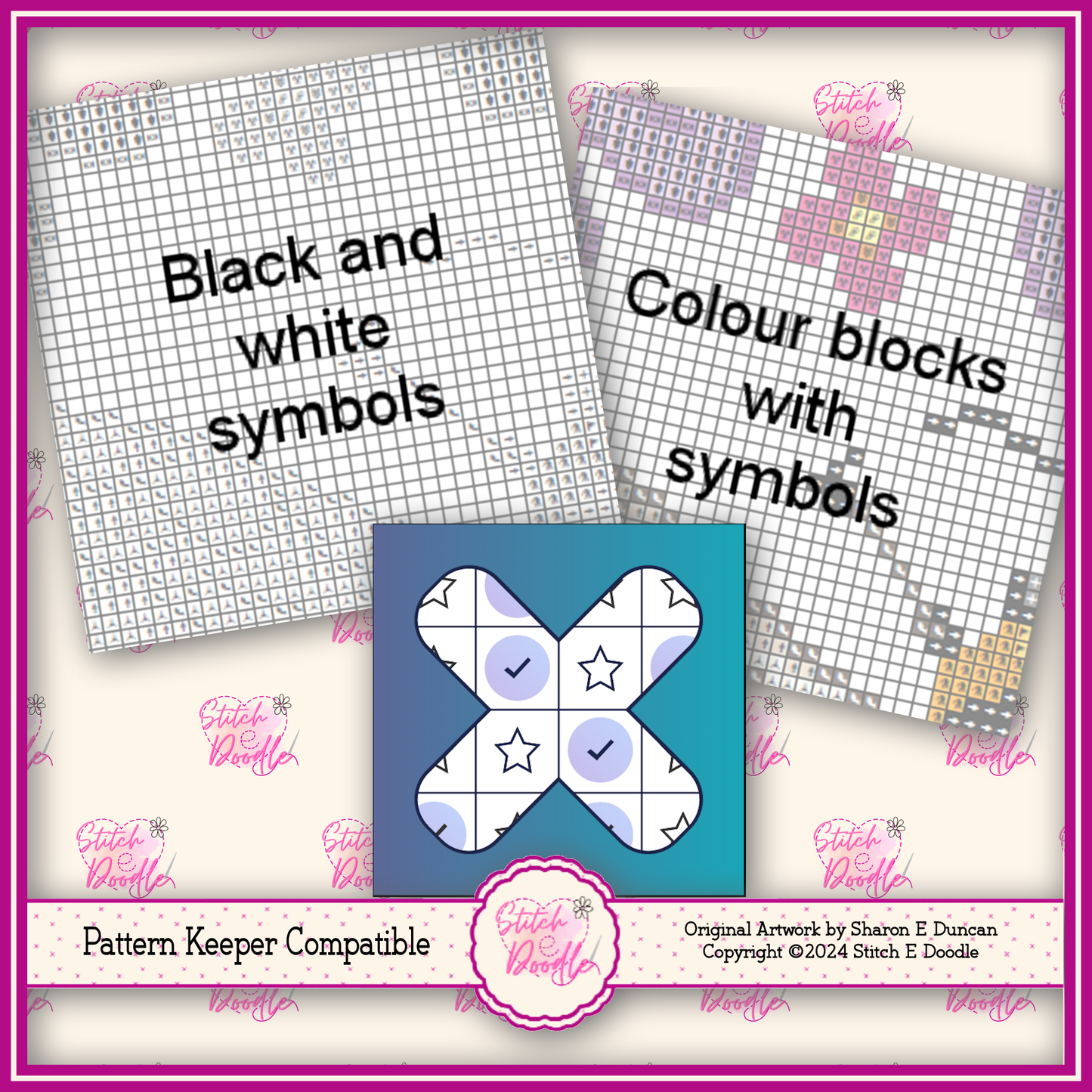 Cross Stitch Chart - Nouveau Rose Red - Digital Download