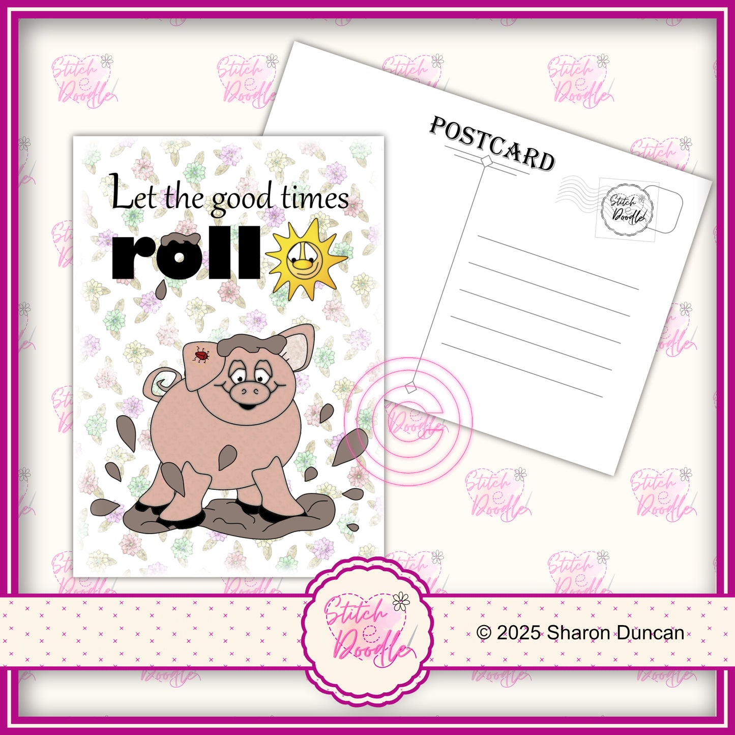 A5 Art Print/Postcard 6 Piece Collection - Farmyard Friends Messages