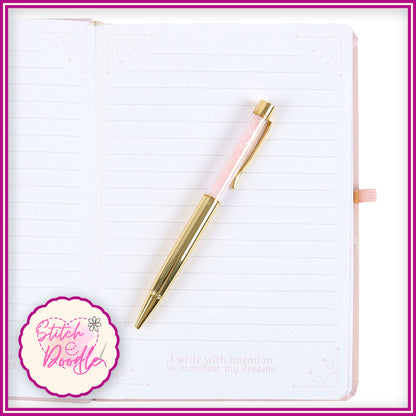 A5 Crystal Journal - Manifest Like a Goddess Journal with Rose Quartz Pen