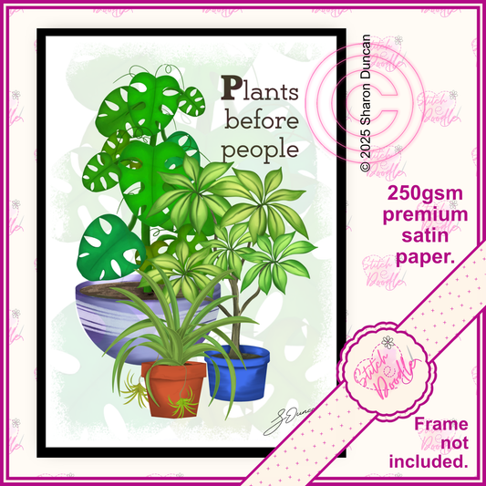 Houseplant Art Print - Cheese, Spider, Umbrella plants - Plants before people - Vibrant Colours