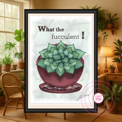Houseplant Art Print - Succulent plant - What the fucculent! - Vibrant Colours