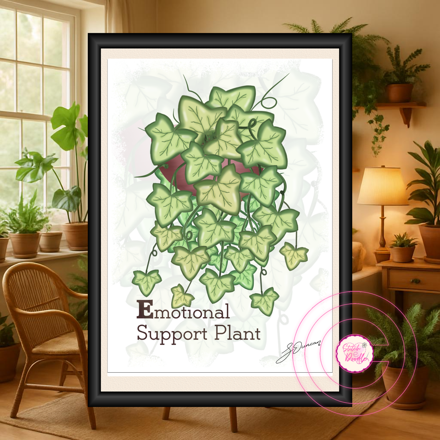 Houseplant Art Print - Ivy - Emotional Support Plant - Vibrant Colours