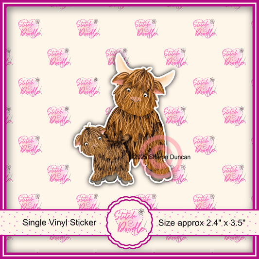 XL Single Sticker - Highland Hamish and Baby