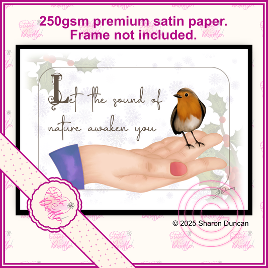 Mindful Art Print - Let the Sound of Nature Awaken You - Little Robin