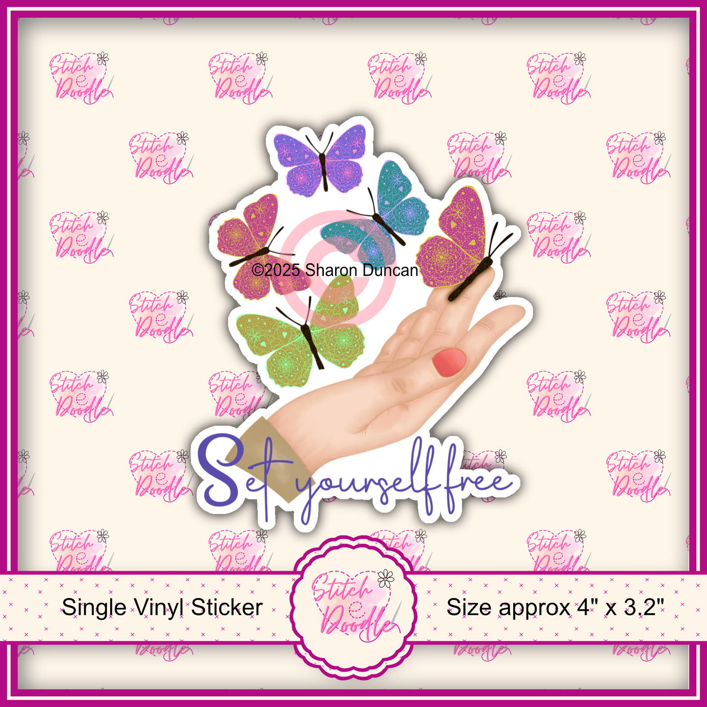 XL Single Sticker - Holding on Inspirational Sticker - Butterflies