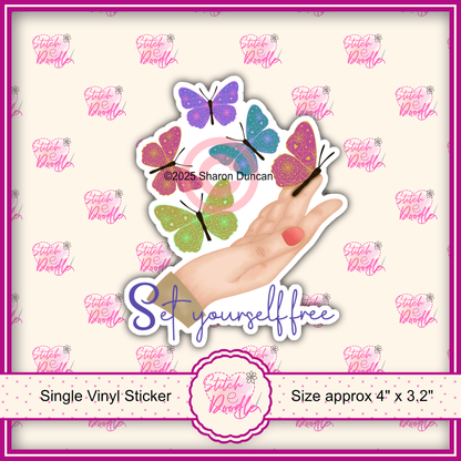 XL Single Sticker - Holding on Inspirational Sticker - Butterflies