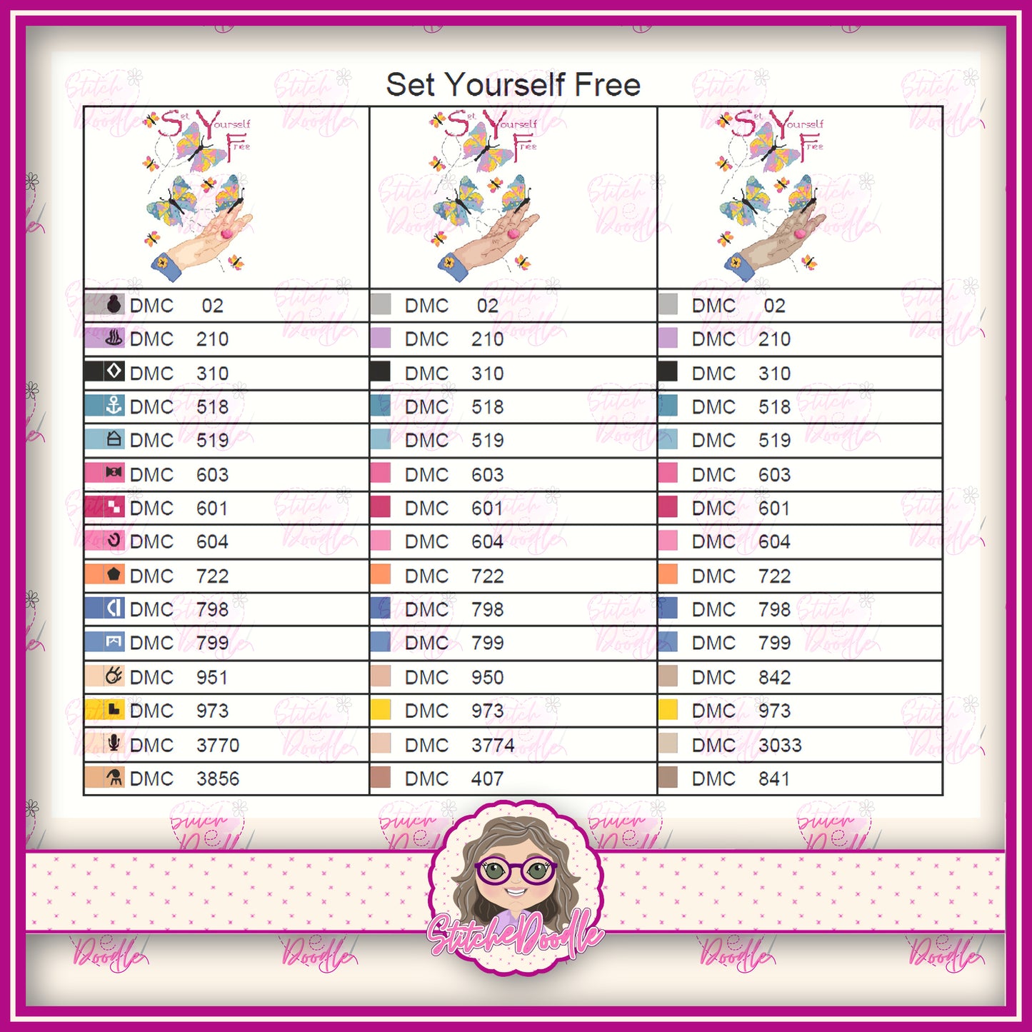 Set Yourself Free Cross Stitch Chart - alternative skin tones - Digital Download