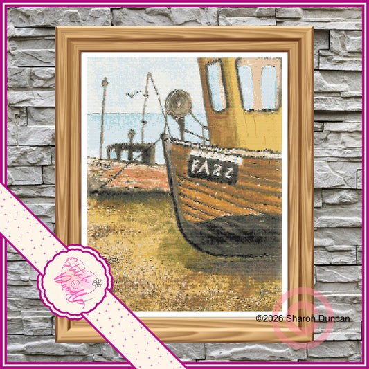 Cross Stitch Chart - Boat Yard - Digital Download