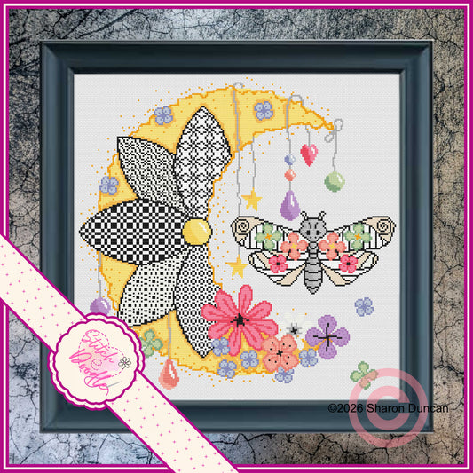 Cross Stitch Chart - Mystic Moon Moth - Digital Download