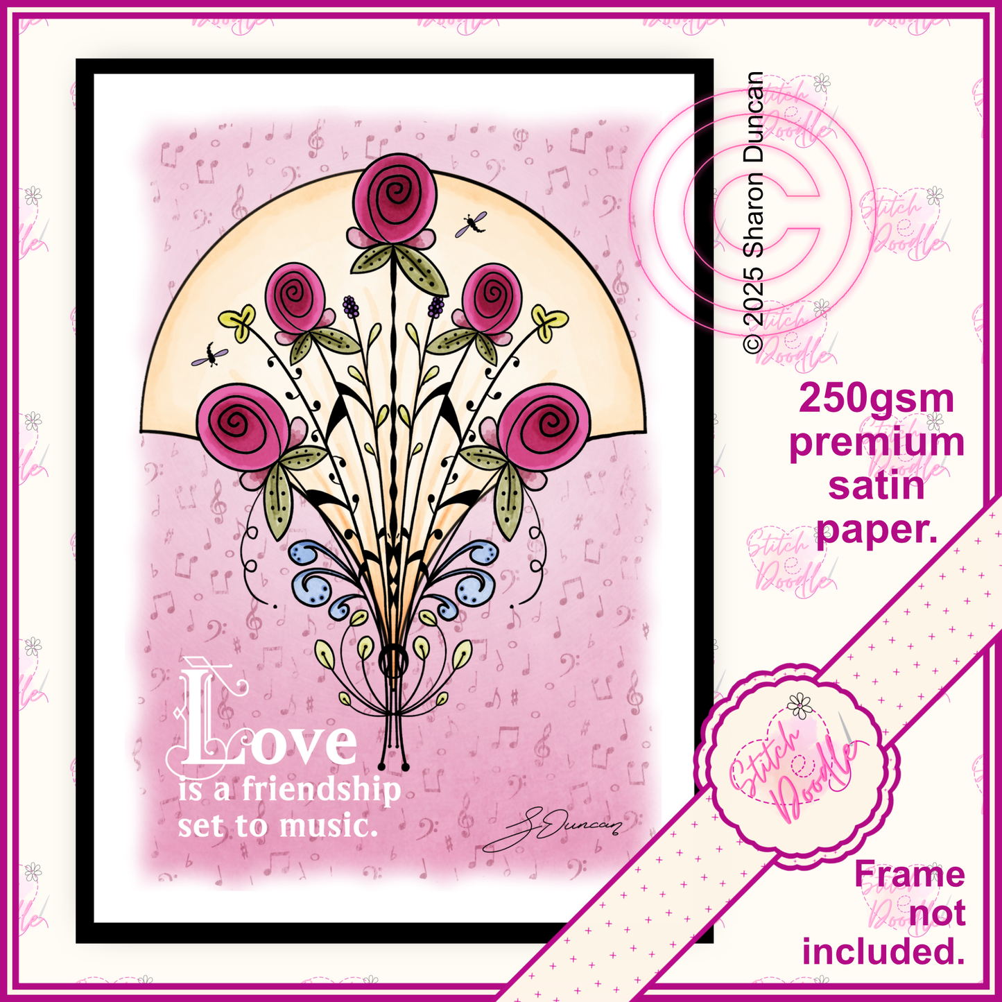 Thoughtful Art Print - Love is a Friendship Set to Music - Nouveau Rose Bouquet