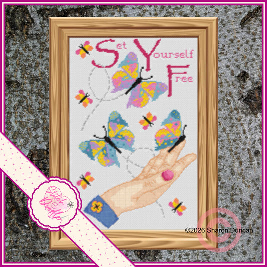 Set Yourself Free Cross Stitch Chart - alternative skin tones - Digital Download
