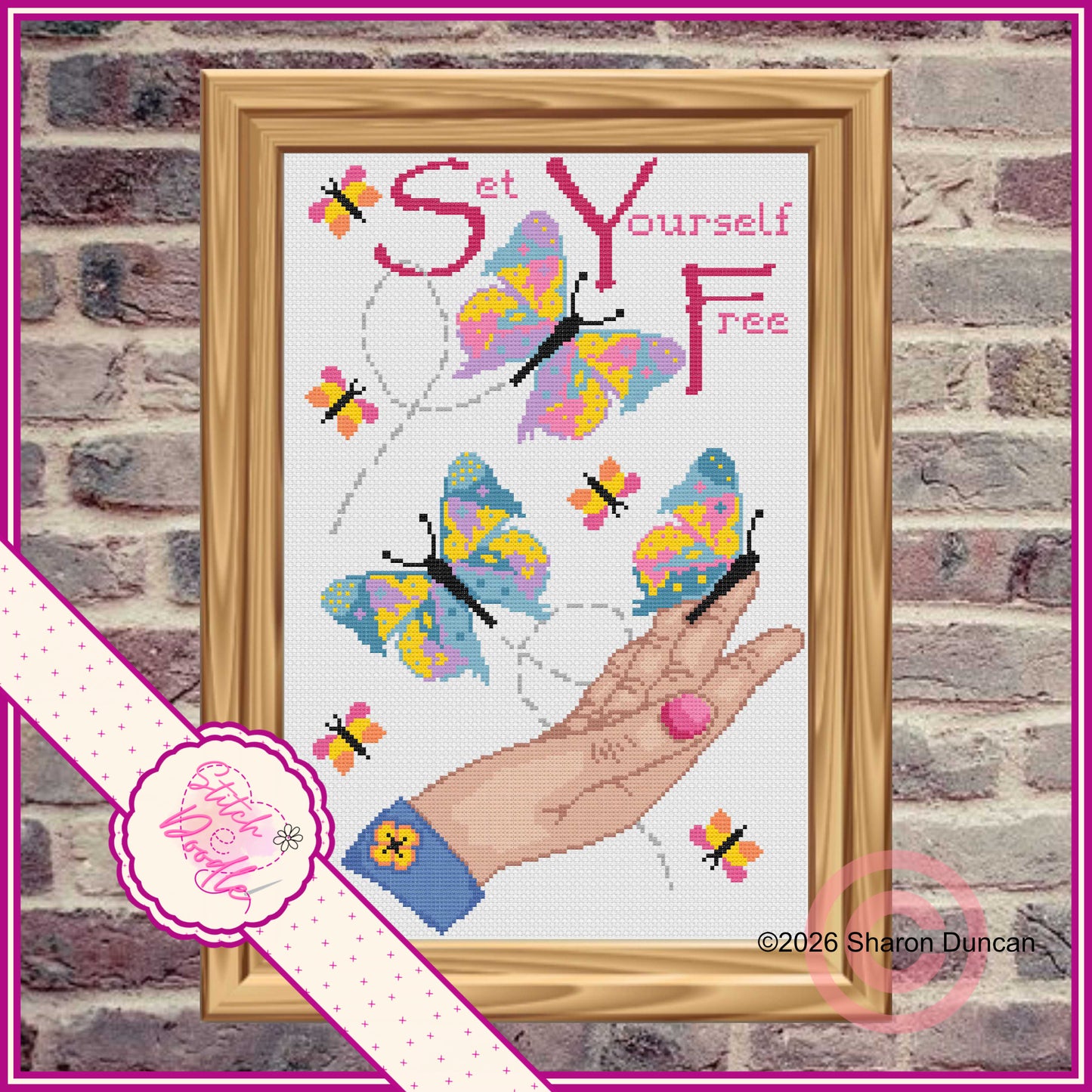 Set Yourself Free Cross Stitch Chart - alternative skin tones - Digital Download