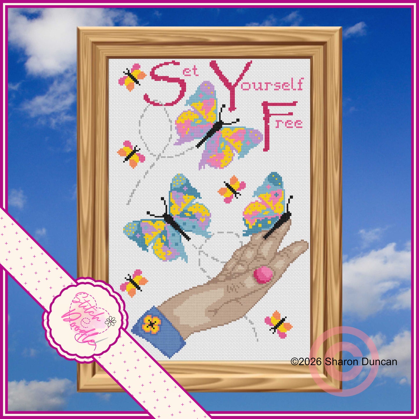 Set Yourself Free Cross Stitch Chart - alternative skin tones - Digital Download