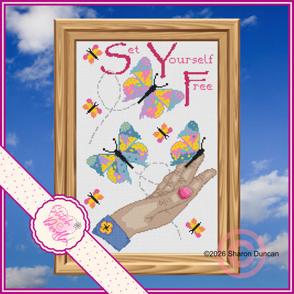 Set Yourself Free Cross Stitch Chart - alternative skin tones - Digital Download