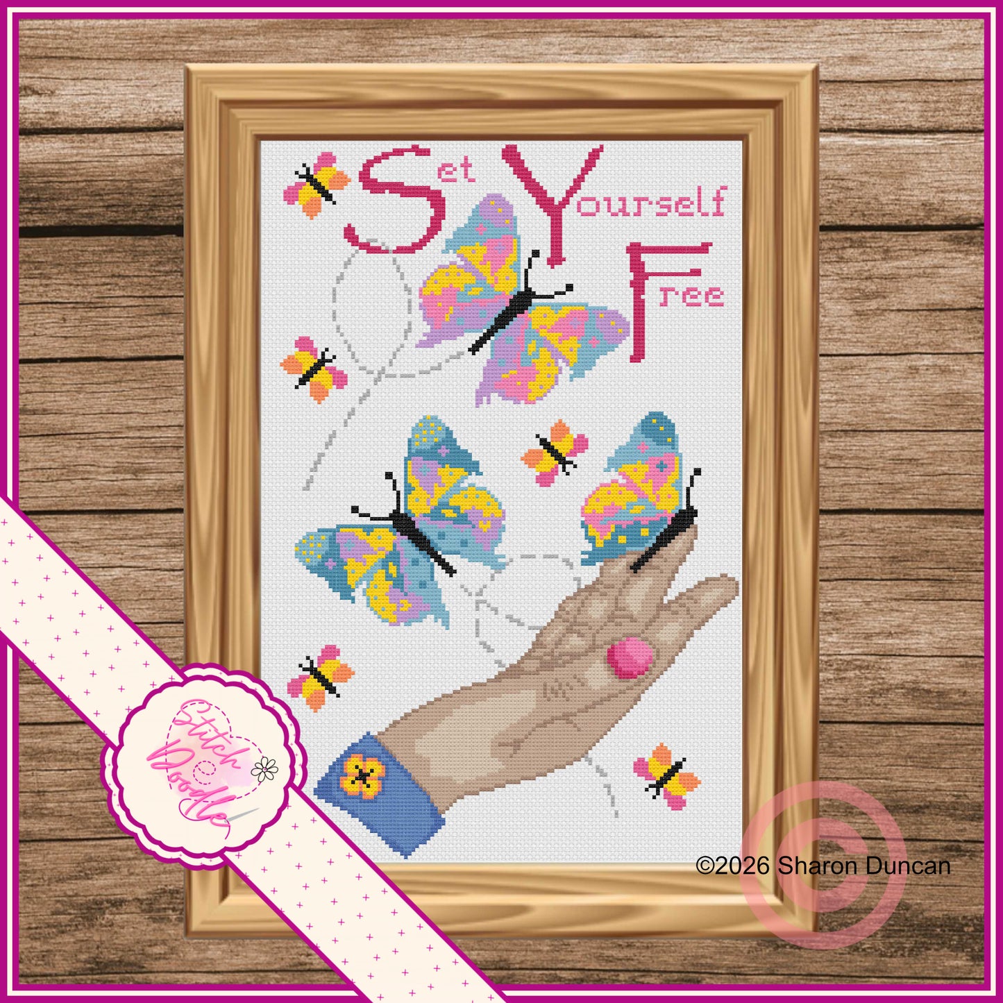 Set Yourself Free Cross Stitch Chart - alternative skin tones - Digital Download