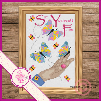 Set Yourself Free Cross Stitch Chart - alternative skin tones - Digital Download