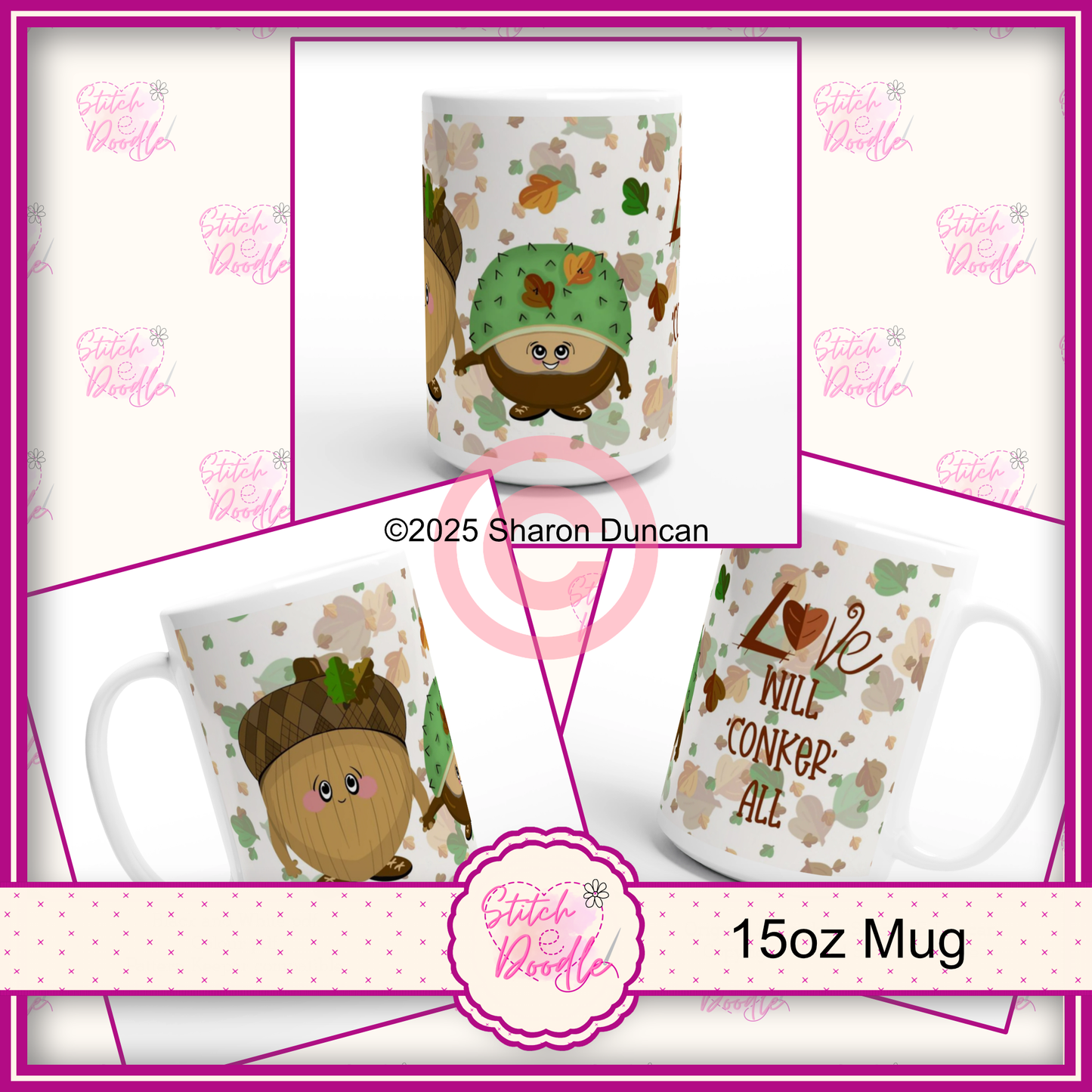 The Nutty Nook - Love will conker all -  White 15oz Ceramic Mug