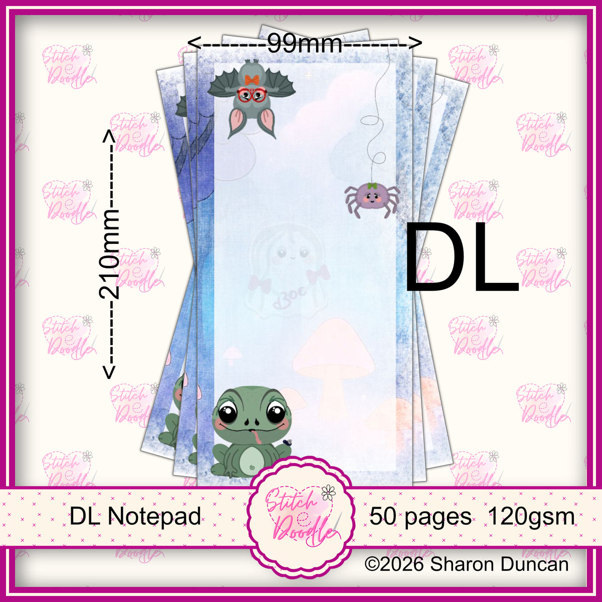 Too Cute to Spook DL Notepad - 50 sheets un-coated 120 gsm paper