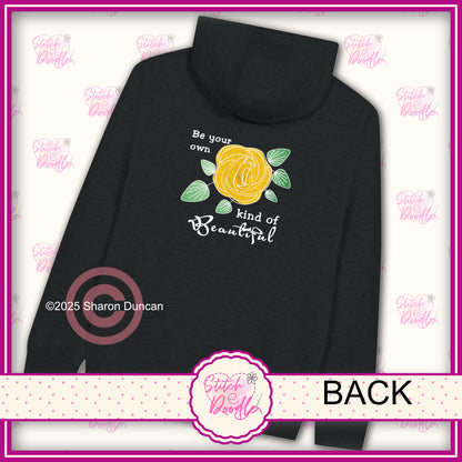 Be Your Own Kind of Beautiful - Back and Front Print - Premium Unisex Zip Hoodie Black